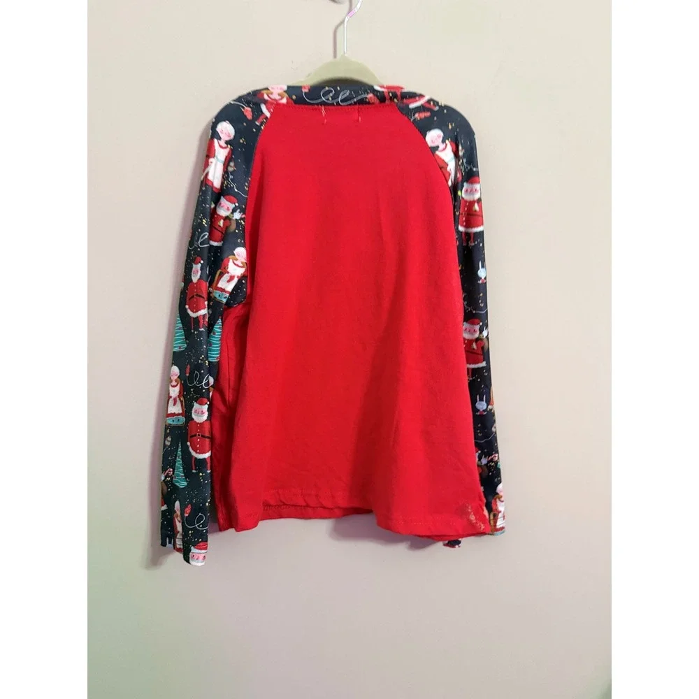 Pete‎ and Lucy Boys Long Sleeve Christmas Pajama Shirt Red Santa Pattern